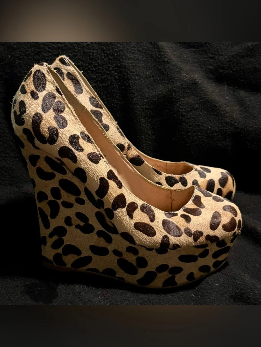 Steve Madden Leopard Print Wedge Pumps - Tan & Black